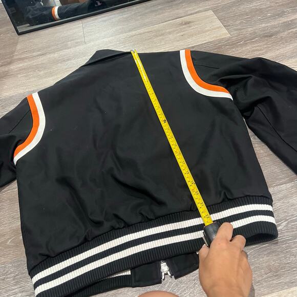 Buberry London Bomber Varsity Jacket Black and Orange Medium - Picture 12 of 13